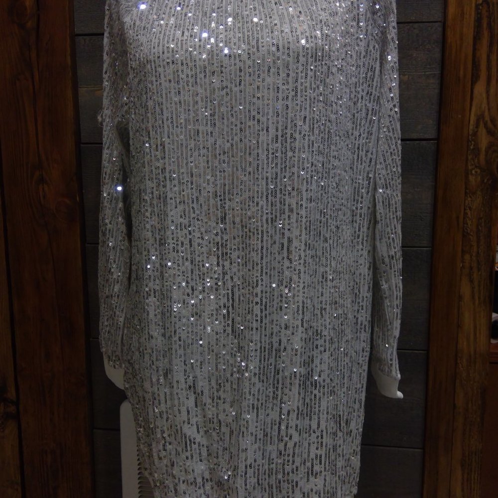 Symphony Blush Sequin Mini Dress Size M NWT Silver Sparkle Party Dress
